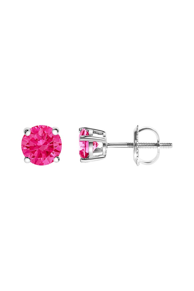 10K White Gold 1.0 Ct Lab Created Pink Diamond Solitaire Stud Earrings, Alternate, color, White