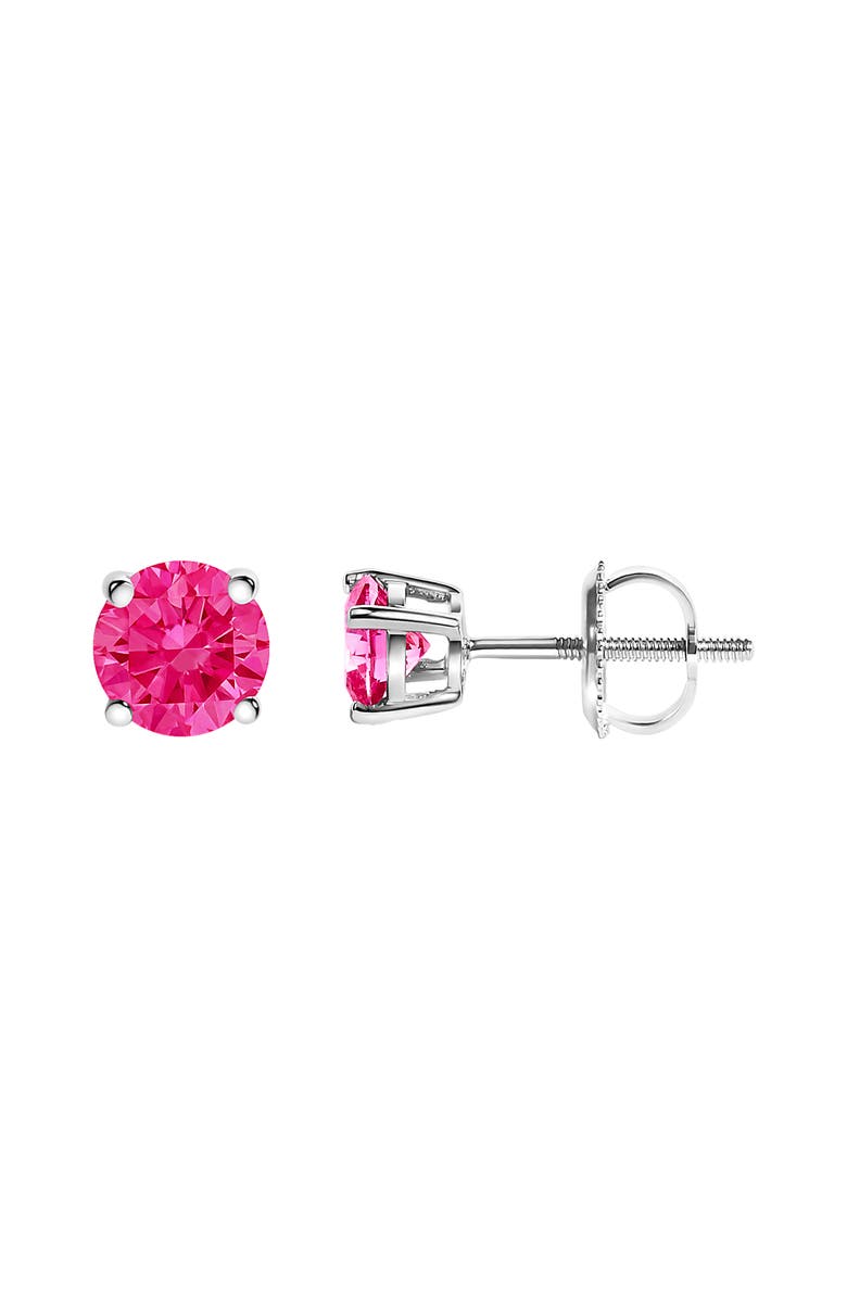 Haus of Brilliance 10K White Gold 1.0 Ct Lab Created Pink Diamond Solitaire Stud Earrings, Alternate, color, White