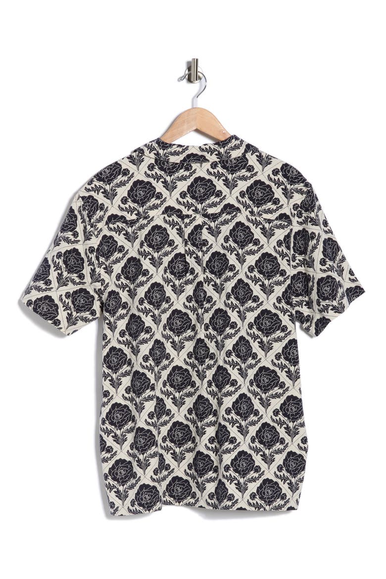Lesley Flower Tile Organic Cotton Camp Shirt, Alternate, color, DARK NAVY/ IVORY