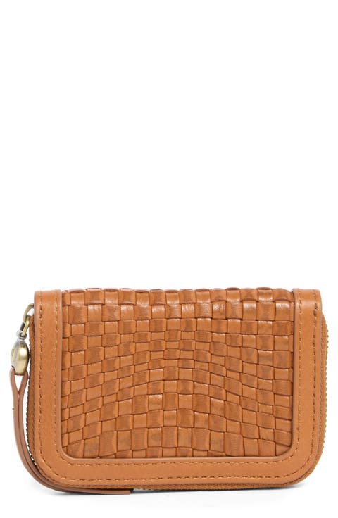 Small Nila Woven Leather Zip Around Wallet