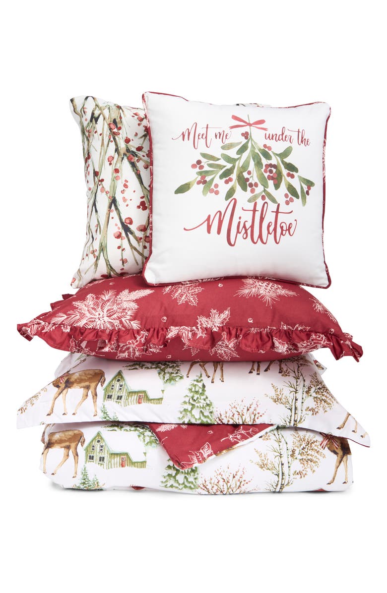 SOUTHSHORE FINE LINENS White Christmas Oversize Holiday Comforter Set, Main, color, White Christmas