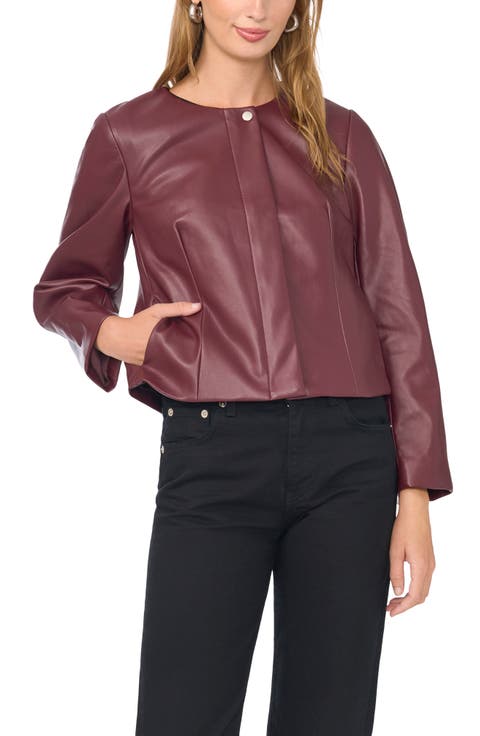 Cropped Faux Leather Jacket