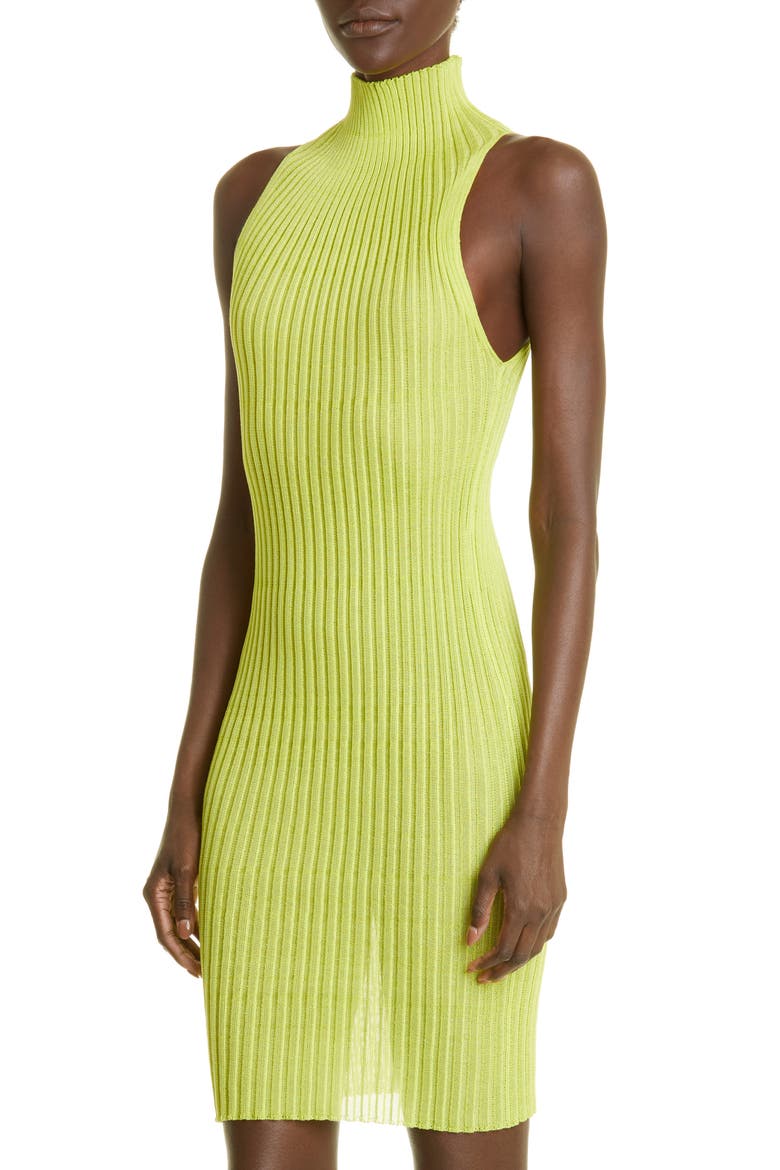 Emma Ribbed Cotton Blend Body-Con Dress, Alternate, color, LIME