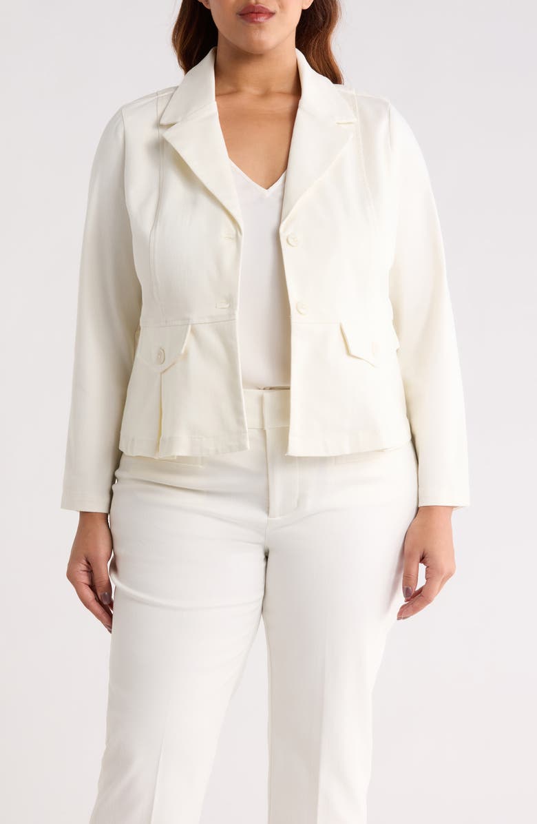 Liverpool Los Angeles Peplum Cotton Blend Blazer, Main, color, Whipped Cream