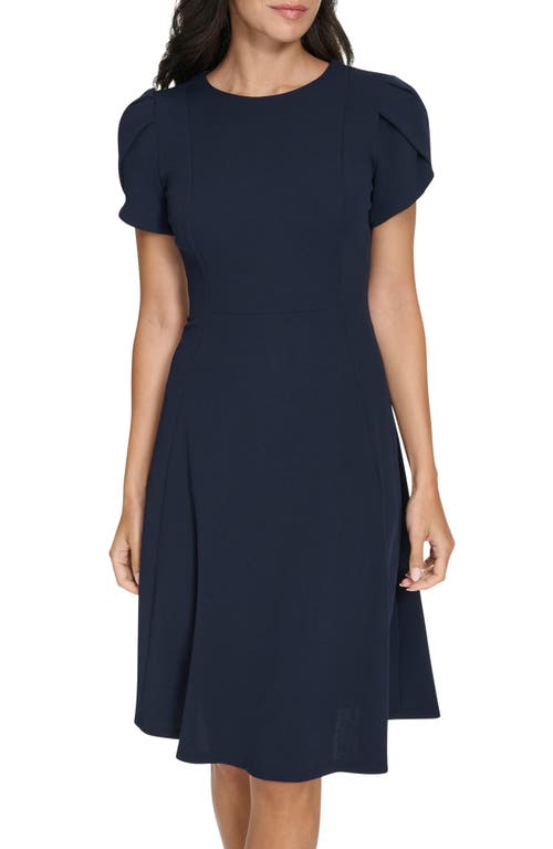 Calvin Klein Tulip Sleeve Fit & Flare Dress In Purple