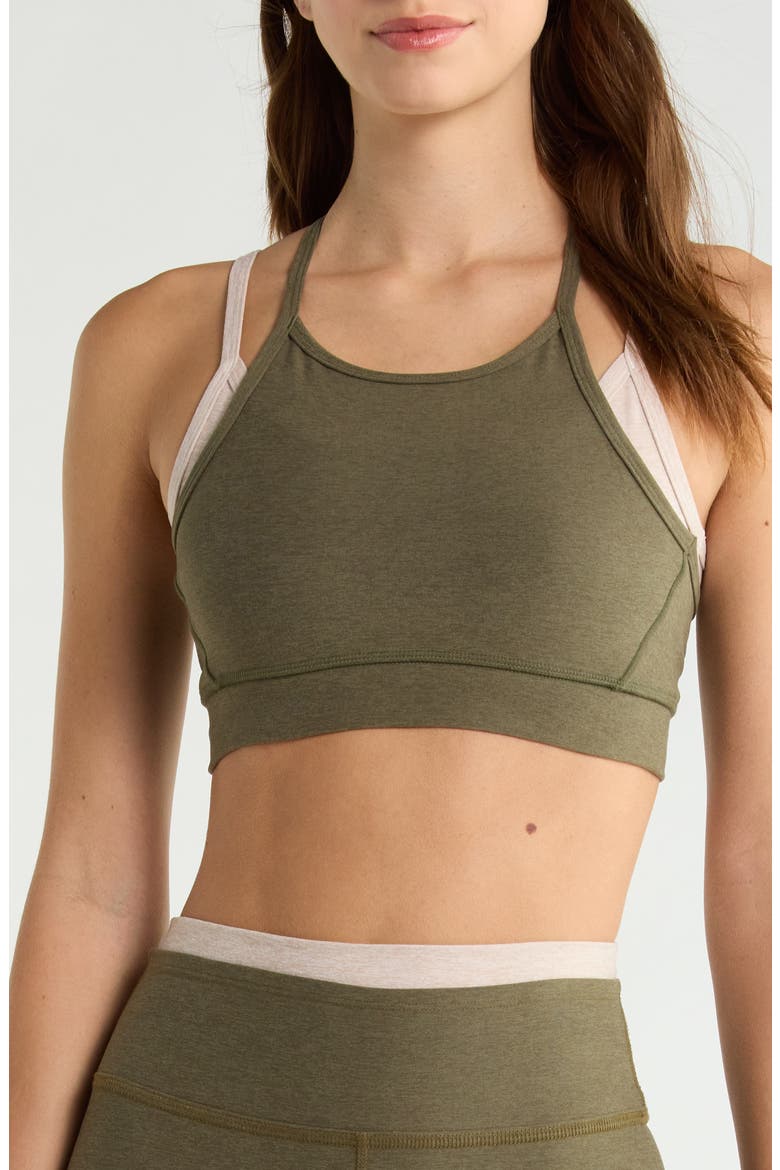 Space Dye Long Layered Bra, Main, color, BEYOND OLIVE HEATHER