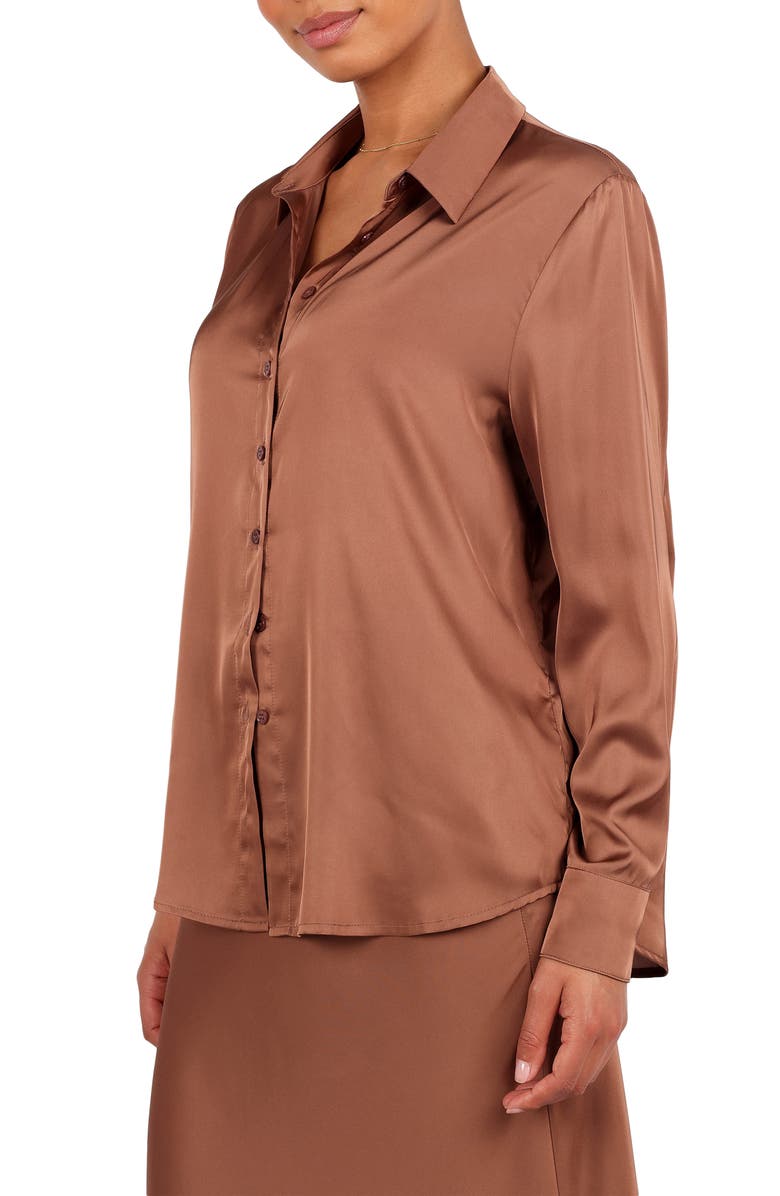 Petal 
Pup Narissa Satin Button-Up Shirt, Alternate, color, Banksia Brown