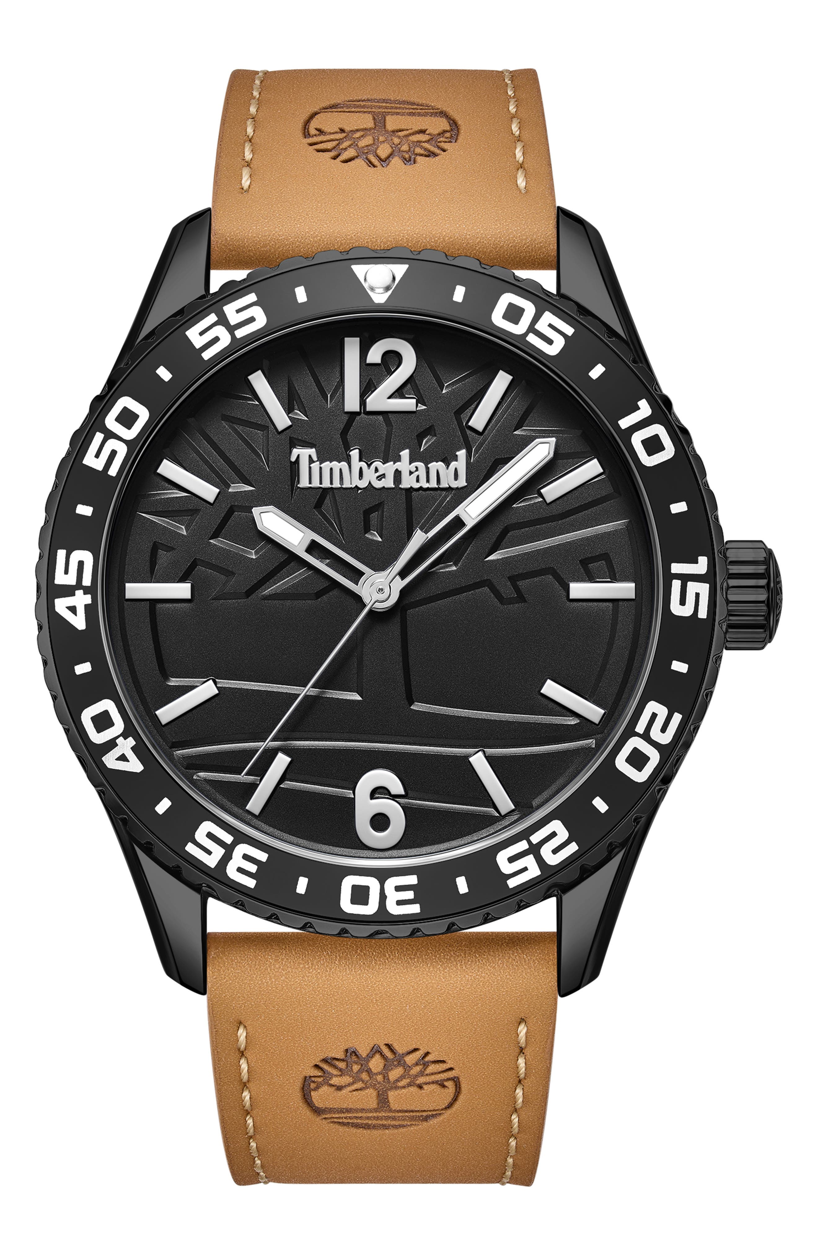 Timberland Sport Leather Strap Watch, 44mm