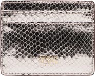 Frances Valentine Snakeskin Embossed Metallic Leather Card Case