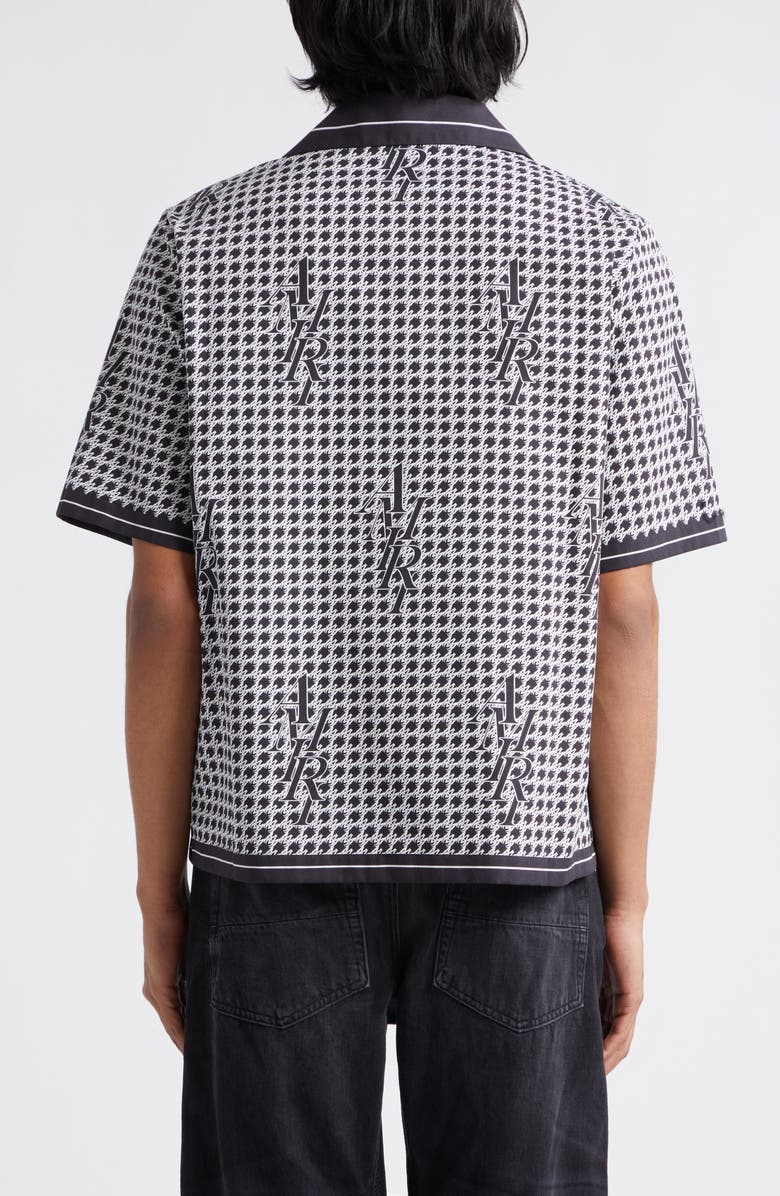 AMIRI Monogram Houndstooth Silk Twill Bowling Shirt, Alternate, color, 