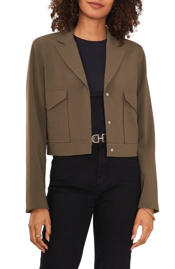 Vince Camuto Womens Notch Collar Cropped Two-button Blazer In Brown