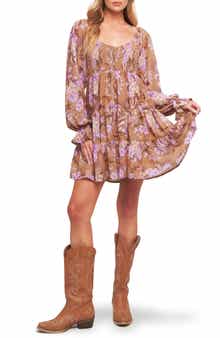 FLYING TOMATO Floral Long Sleeve Babydoll Dress