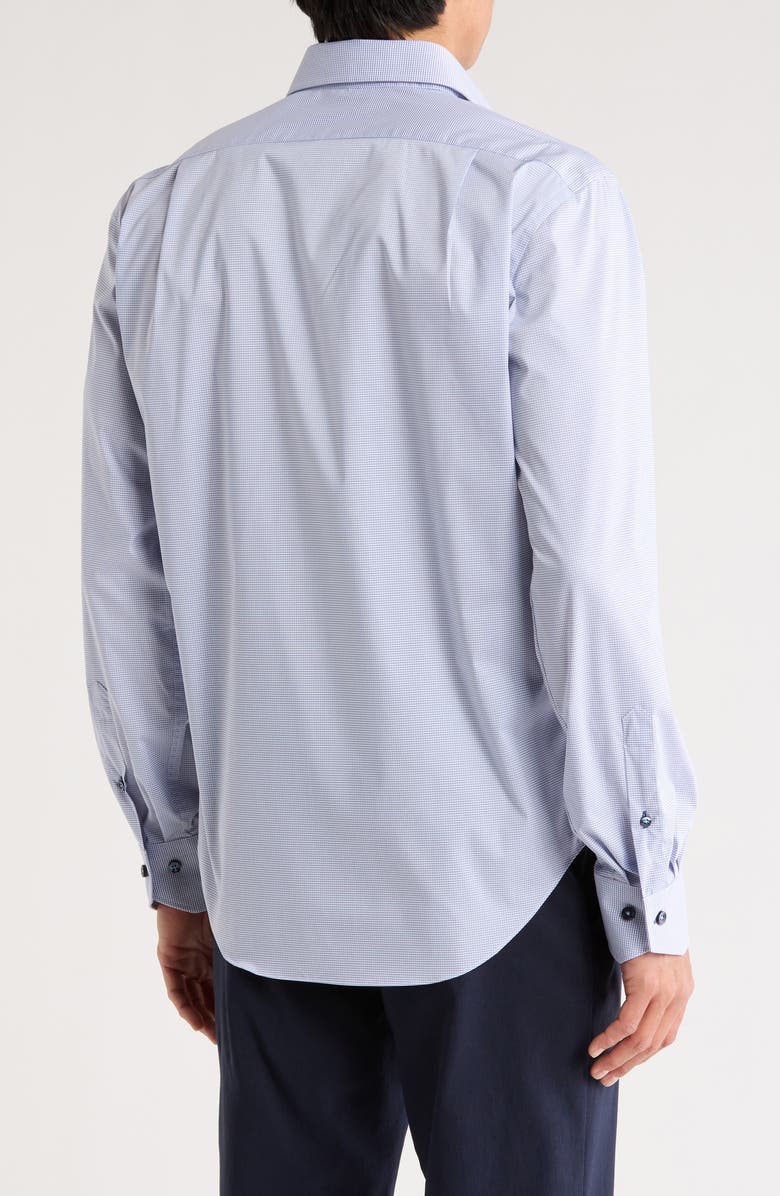Lorenzo Uomo Trim Fit Micro Grid Dress Shirt, Alternate, color, Navy