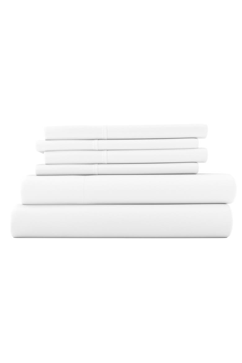 Premium Ultra Soft 6 Piece Microfiber Solid Sheet Set, Main, color, WHITE