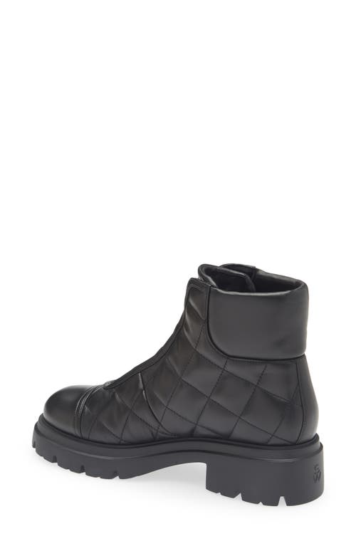 Stuart Weitzman Hudson Quilted Leather Hiker Booties In Black