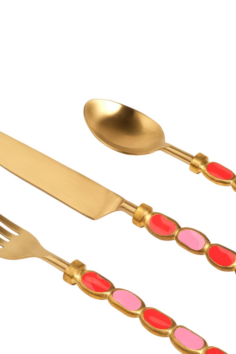 Rampur Steel Cutlery Set Maximalist Set of 3, Alternate, color, Gold