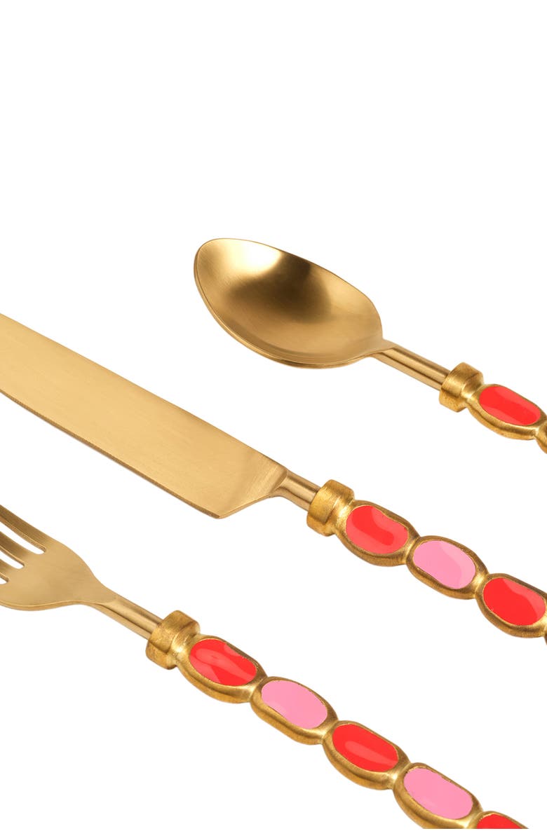 Zsa Zsa Zsu Rampur Steel Cutlery Set Maximalist Set of 3, Alternate, color, Gold