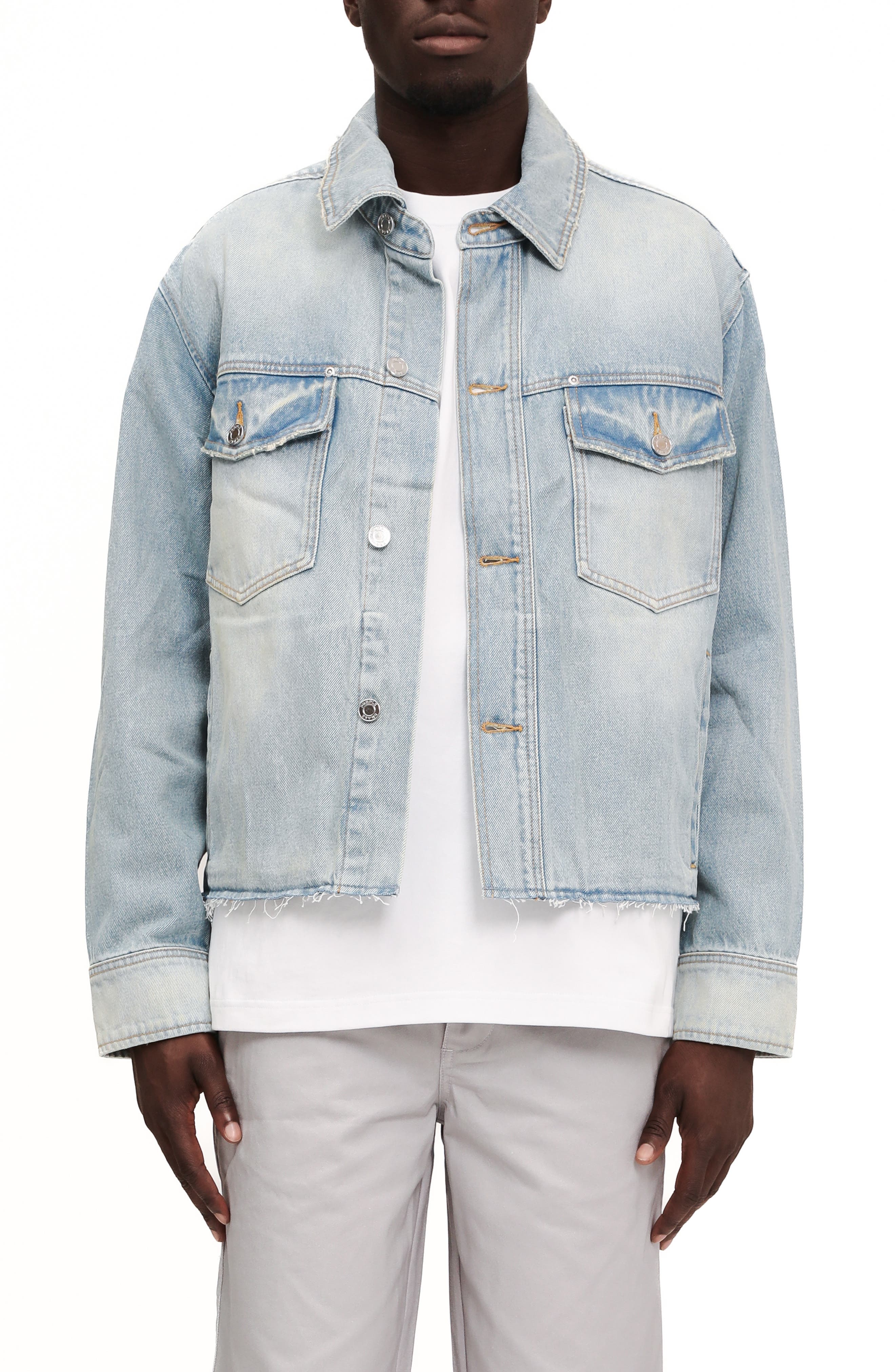 PURPLE BRAND Cutoff Denim Shirt Jacket
