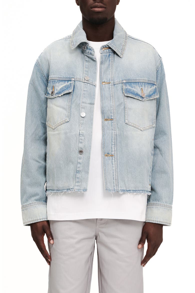 Cutoff Denim Shirt Jacket, Main, color, LIGHT INDIGO