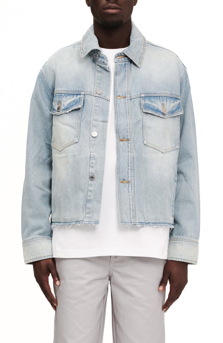 PURPLE BRAND Cutoff Denim Shirt Jacket, Main, color, Light Indigo