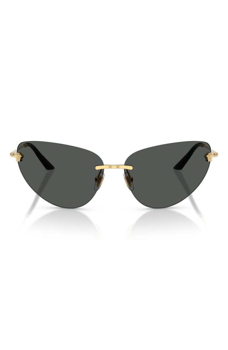 Versace 64mm Oversize Rimless Gradient Cat Eye Sunglasses, Main, color, Gold/ Dark Grey