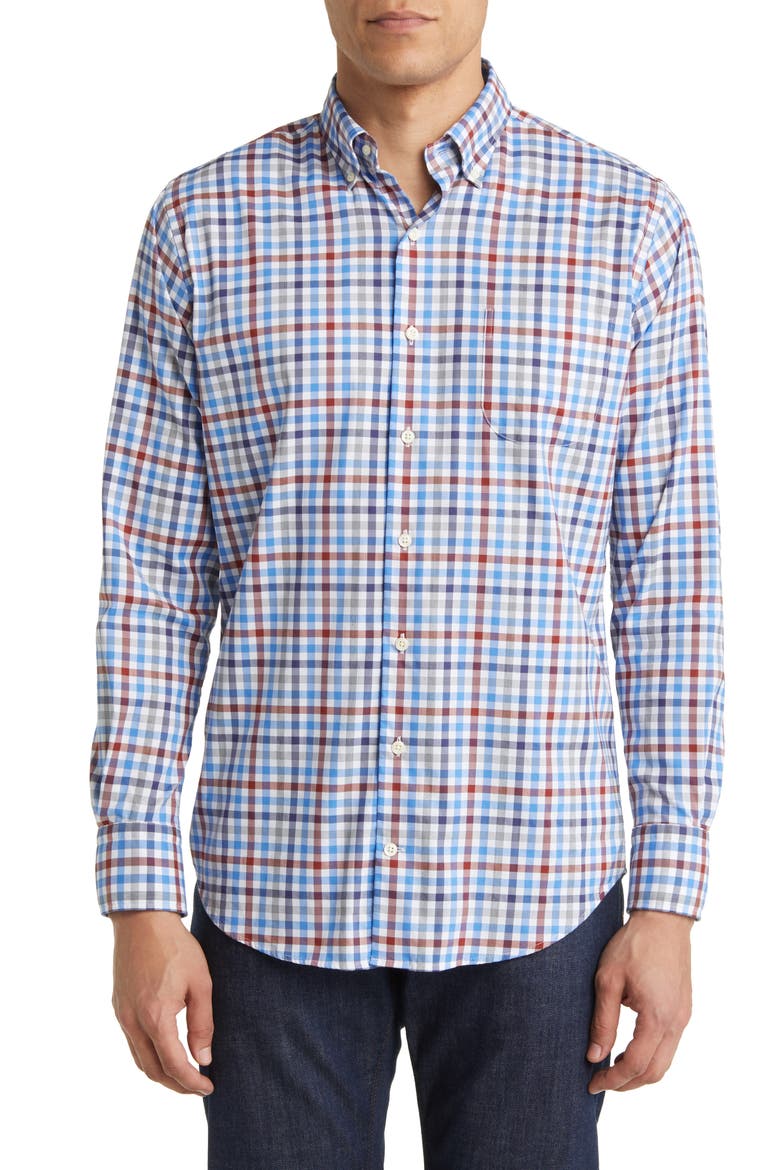 Orin Crown Light Tattersall Check Button-Down Shirt, Main, color, WHITE