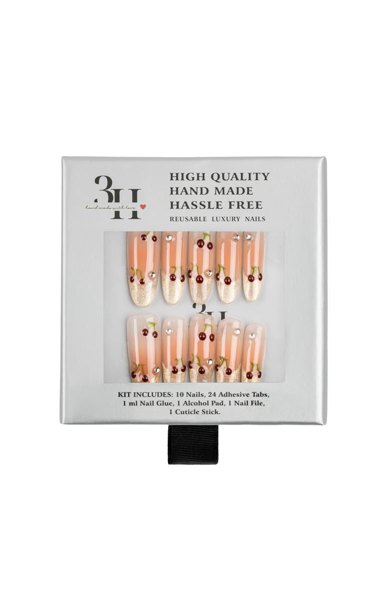 3H Nails Cherry Bloom Luxury Handmade Press On Nails, Alternate, color, Natural