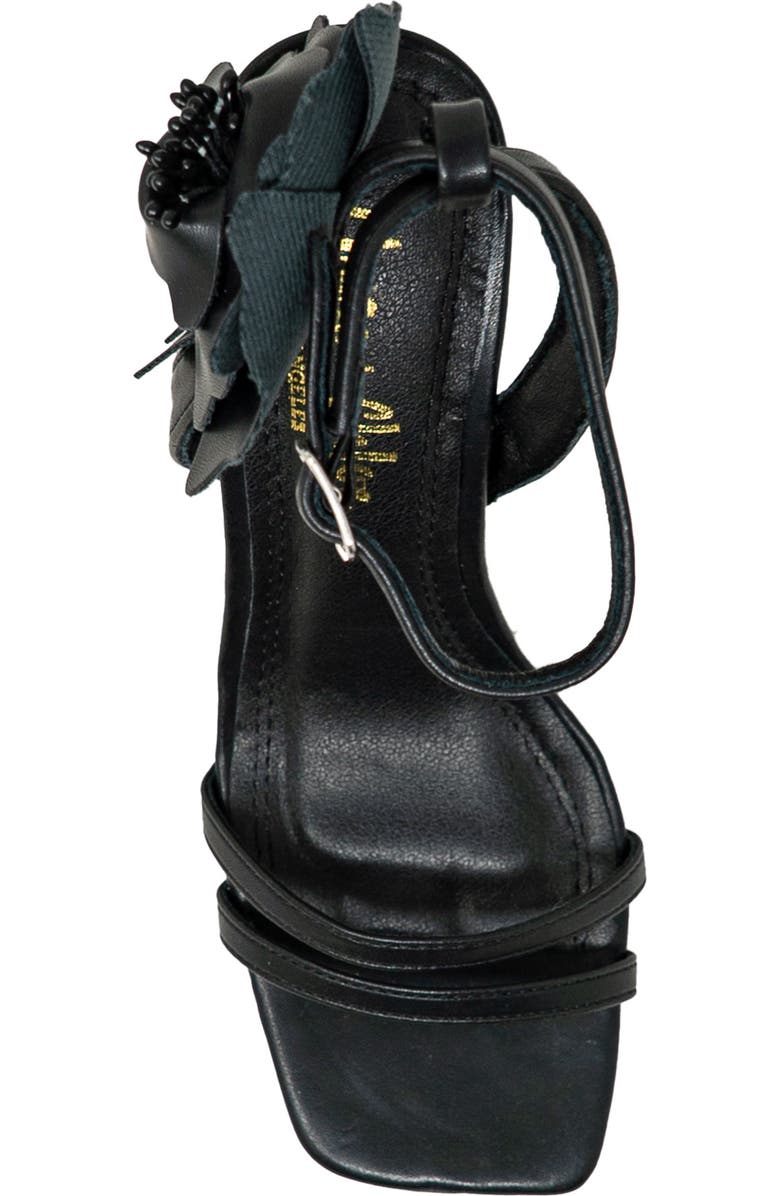 CHASE AND CHLOE Iridessa Fray Rosette Sandal, Alternate, color, Black Canvas