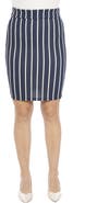 24seven Comfort Apparel Womens Striped Elastic Waist Knee Length Pencil Skirt