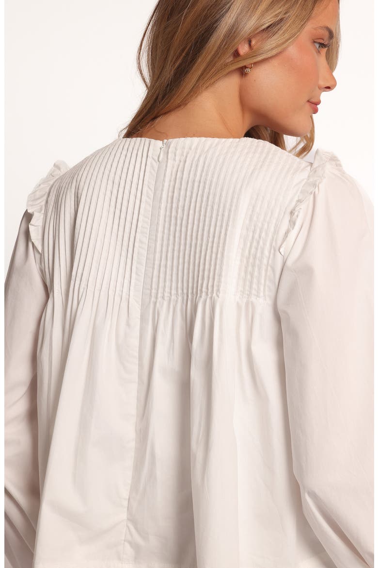 Melba Pintuck Pleat Cotton Top, Alternate, color, WHITE