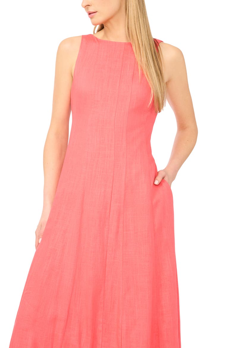 High Neck Princess Seam Dress, Alternate, color, CALYPSO CORAL