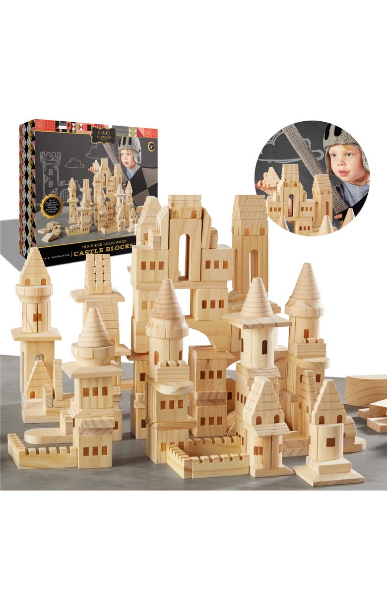 FAO Schwarz 150-Piece Wood Castle Building Block Set, Alternate, color,