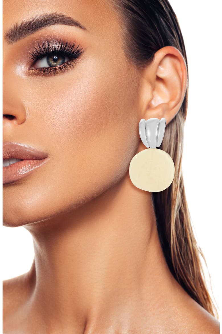 Resin Statement Drop Earrings, Alternate, color, SILVER/CREAM