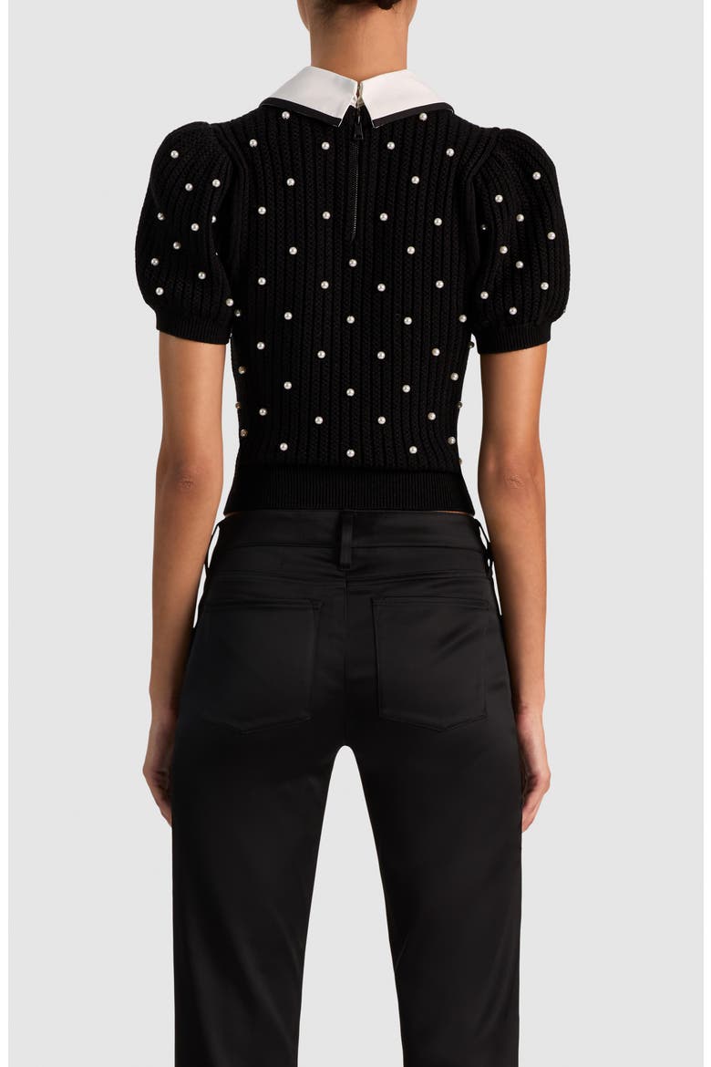 Chase Puff Sleeve Sweater, Alternate, color, BLACK/ SOFT WHITE