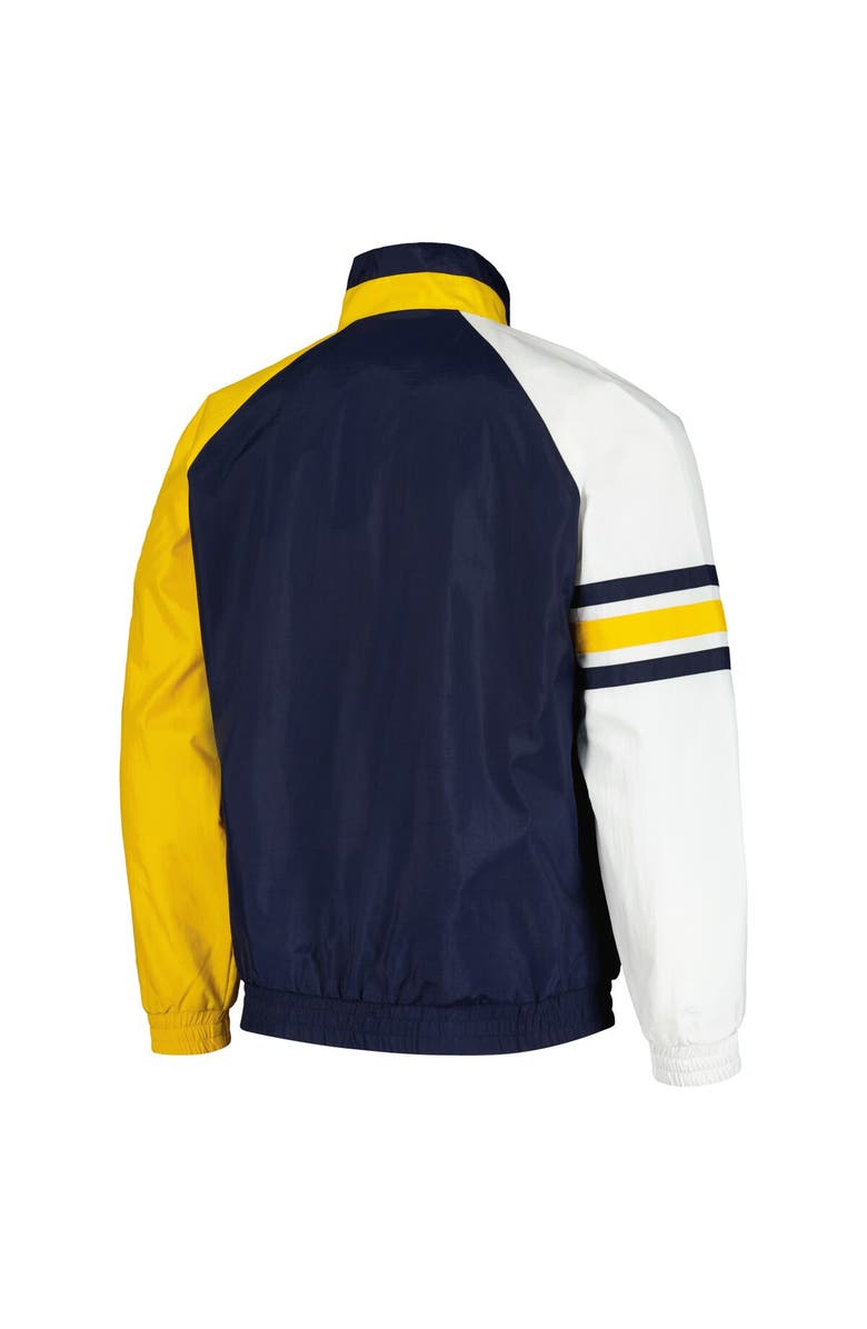 STARTER Men's Starter Navy/Gold Milwaukee Brewers Elite Raglan Half-Zip Jacket, Alternate, color, Navy