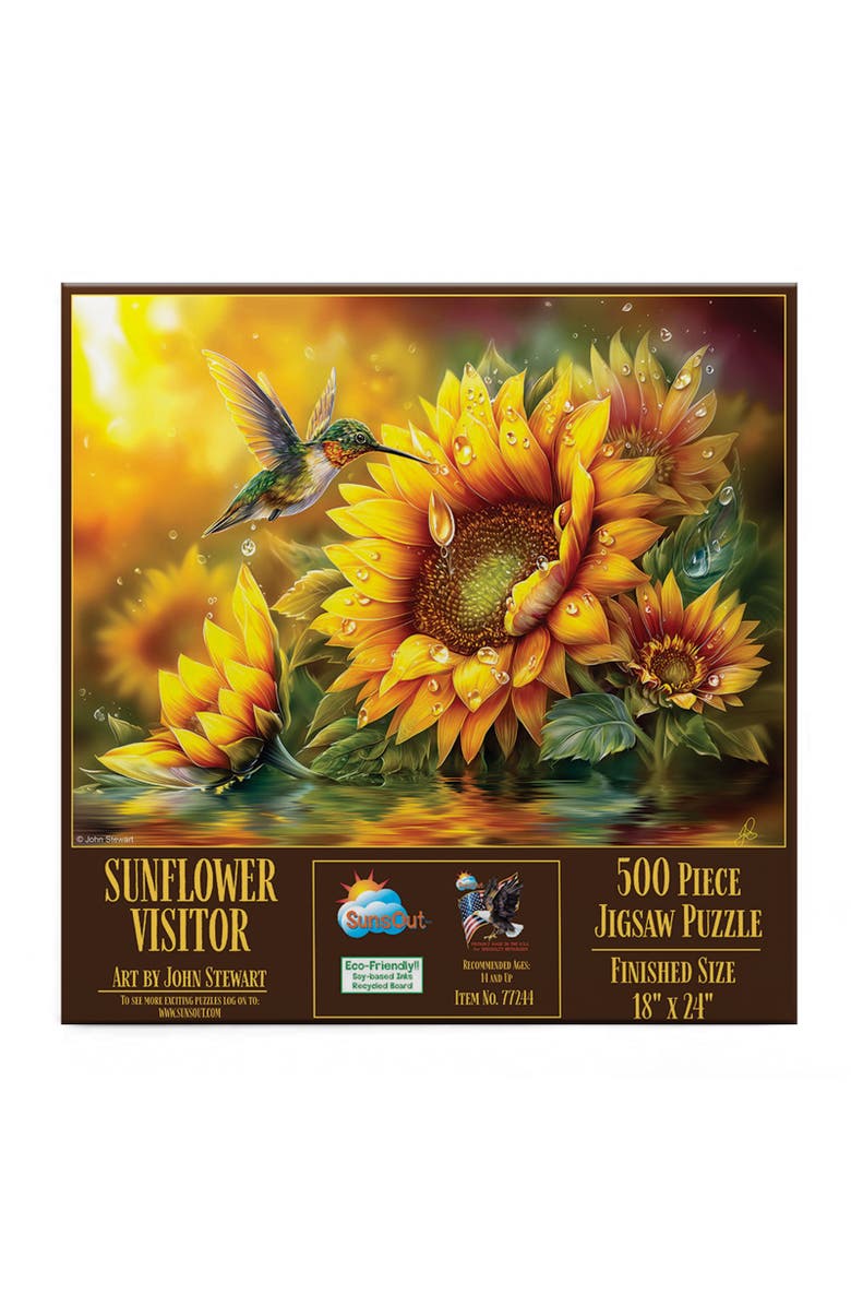 Sunsout Sunflower Visitor 500 piece Jigsaw Puzzle for Adults, Alternate, color, Multicolor