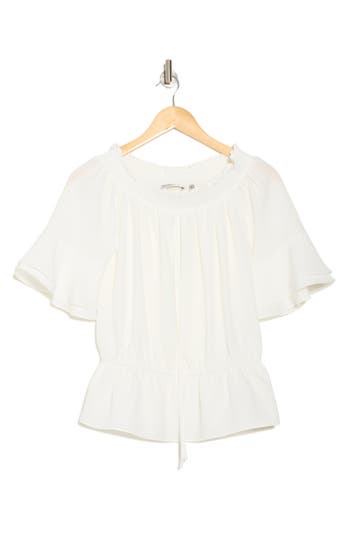 Patrizia Luca Ruffle Sleeve Peplum Top