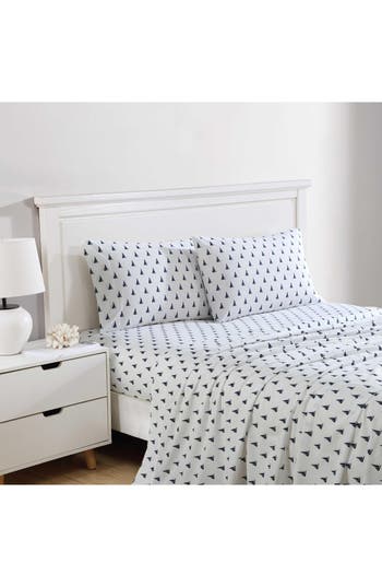 Nautica Windtale Boat Print 200 Thread Count Cotton Percale Sheet Set