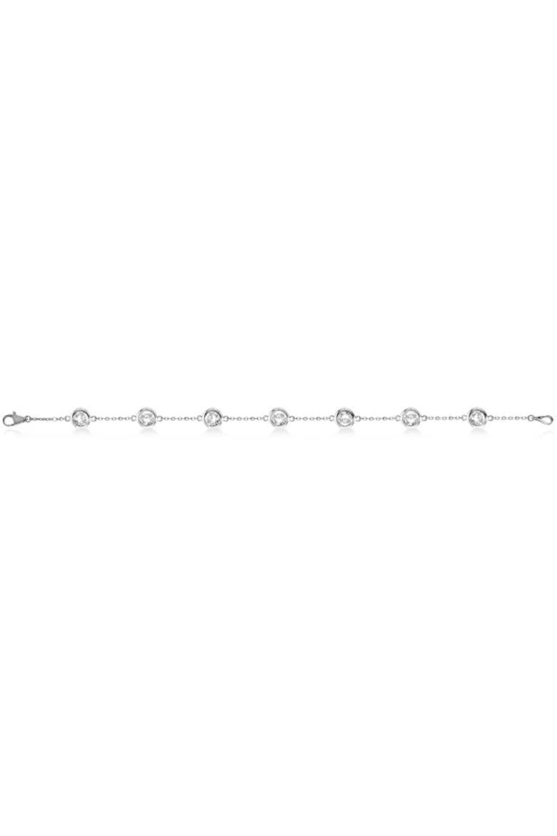 Diamond Anklet Bracelet Bezel Set 14K, Alternate, color, 1.5ct,White Gold