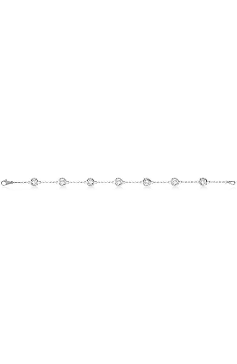 ALLUREZ Diamond Anklet Bracelet Bezel Set 14K, Alternate, color, 1.5Ct,White Gold