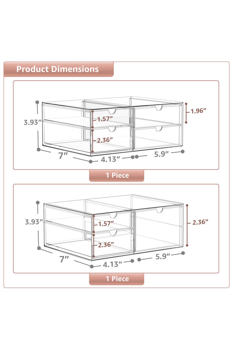 7-Drawer Acrylic Organizer, Alternate, color, CLEAR