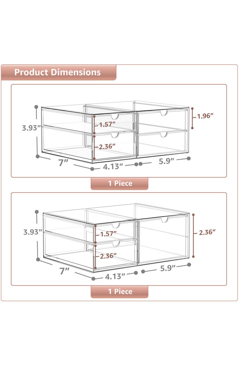 SORBUS 7-Drawer Acrylic Organizer, Alternate, color,