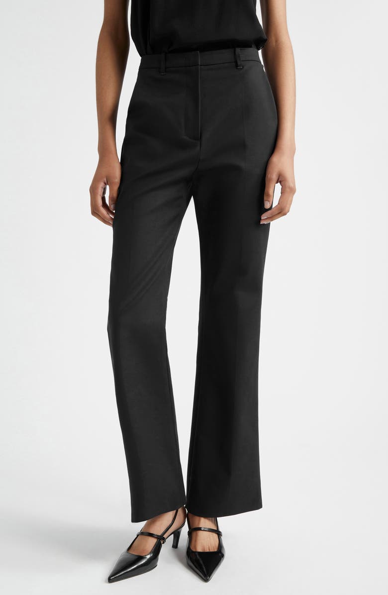 Emporio Armani Straight Leg Cotton Blend Pants, Main, color, Solid Black