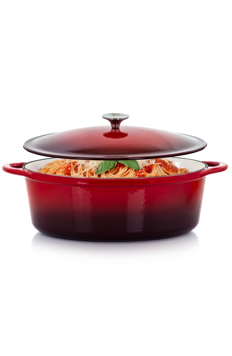 Megachef 7 Quarts Oval Enameled Cast Iron Casserole, Main, color,