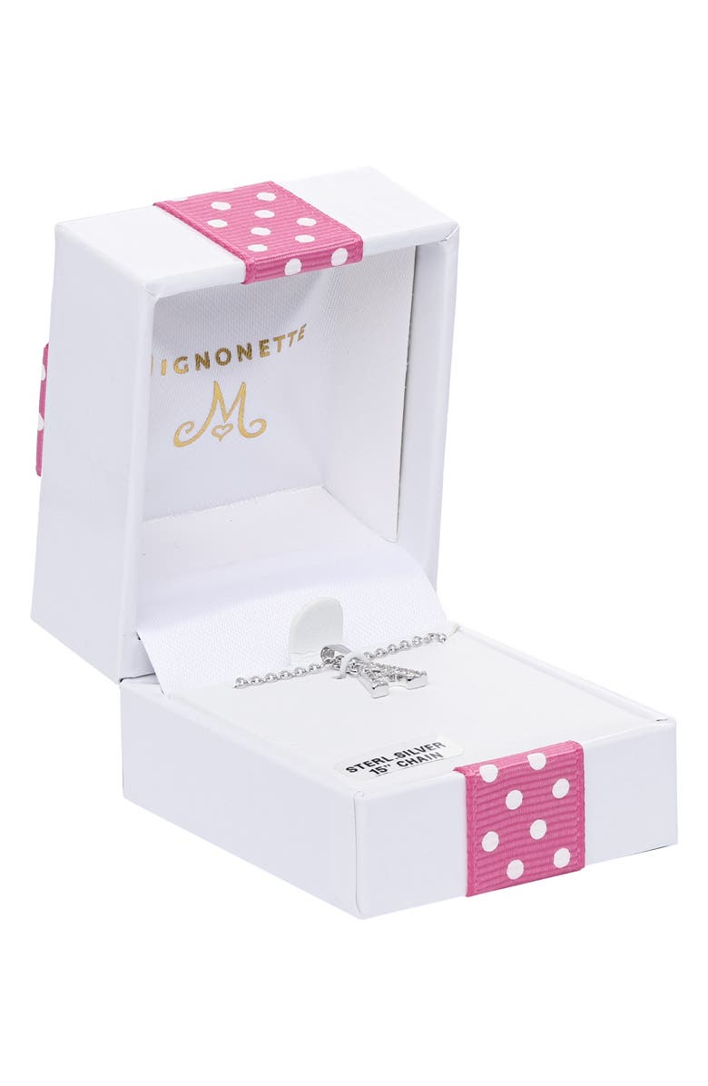Mignonette White Topaz Pavé Initial Pendant Necklace, Alternate, color, Silver- A