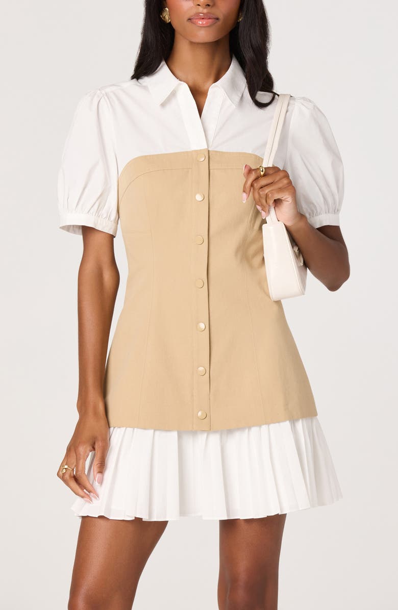 ASTR the Label Joseline Colorblock Shirtdress, Alternate, color, White Tan