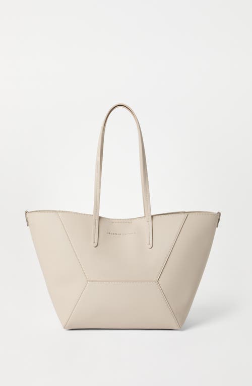 Brunello Cucinelli Calfskin Small Bc Duo Bag In White