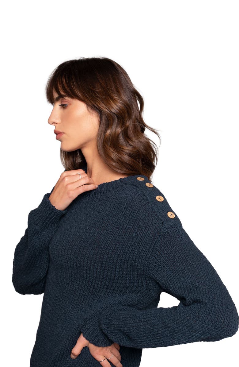 Celtic & Co. Slub Knit Button Detail Sweater, Alternate, color, Navy