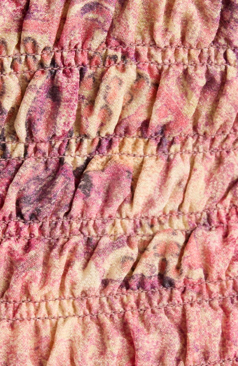 Isabel Marant Carola Smocked Silk Georgette Top, Alternate, color, Pink