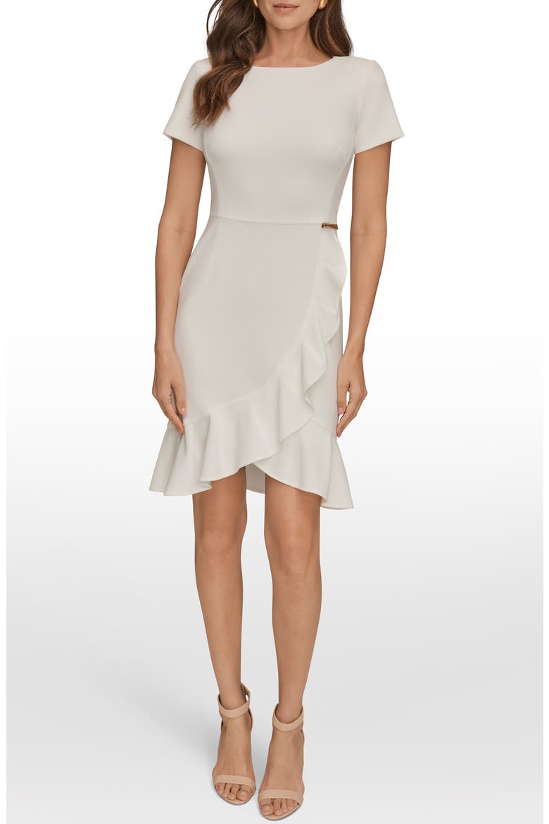 Ruffle Detail Dress, Main, color, CREAM